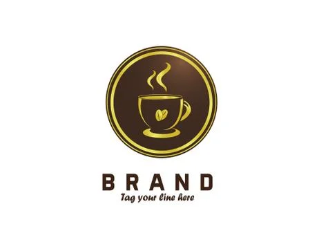 Gold coffee cup logo Stock Illustration