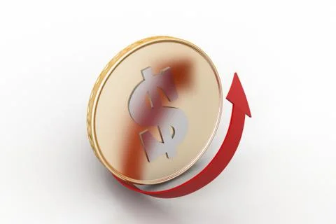 Gold coin with arrow Free Stock Illustration