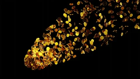 Gold coin comet falling down, used for decrease bearish market or jackpot target Stock Footage 233794891