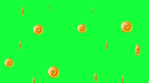 Gold coin dinar falling greenscreen animation Stock Footage 242977425