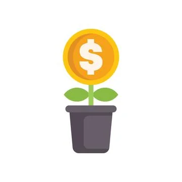 Gold coin with a dollar sign growing like a plant Stock Illustration