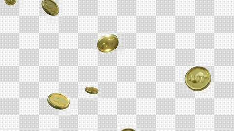 Gold Coin Falling Up Video stock 280120383
