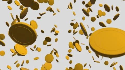 Gold coin falling motion graphics on a white background. Coin falling animation. Stock Footage 247756645