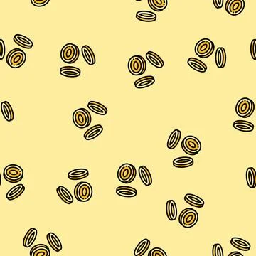 Gold coin falling vector seamless pattern Illustrazione stock