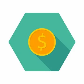 Gold coin icon vector isolated. Stock Illustration