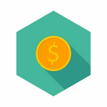 Gold coin icon vector isolated. Stock Illustration