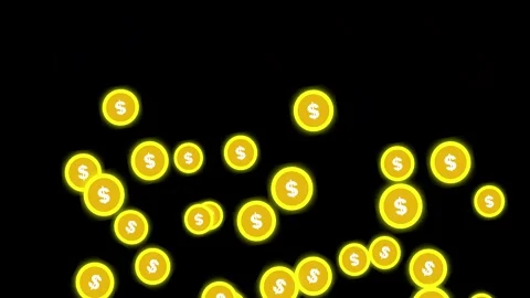 Gold Coin Rain Animation Falling Coins on Dark Background 4K Loop Vidéo 334286008