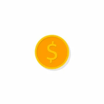 Gold coin Shadow icon vector isolated. Stock Illustration