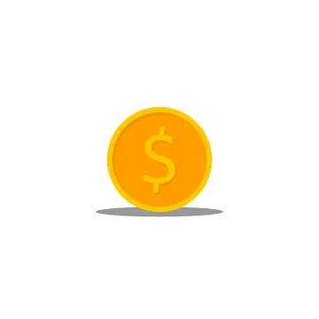 Gold coin Shadow icon vector isolated. Stock Illustration