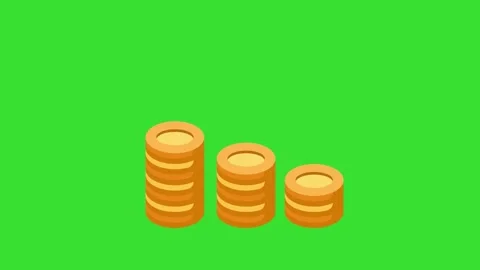 Gold Coin Stack Animation (Chroma key) 4K Stock Footage 314757370
