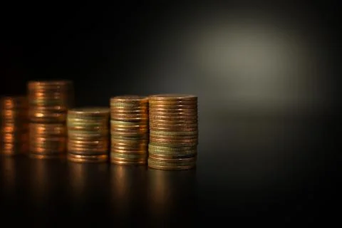 The Gold coin stack  for business idea concept image Stock Photos