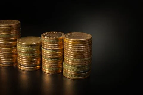 The Gold coin stack  for business idea concept image Stock Photos