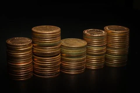 The Gold coin stack  for business idea concept image Stock Photos