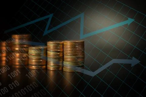 The Gold coin stack  chart for business idea concept image Stock Photos