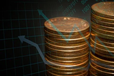 The Gold coin stack  chart for business idea concept image 写真素材