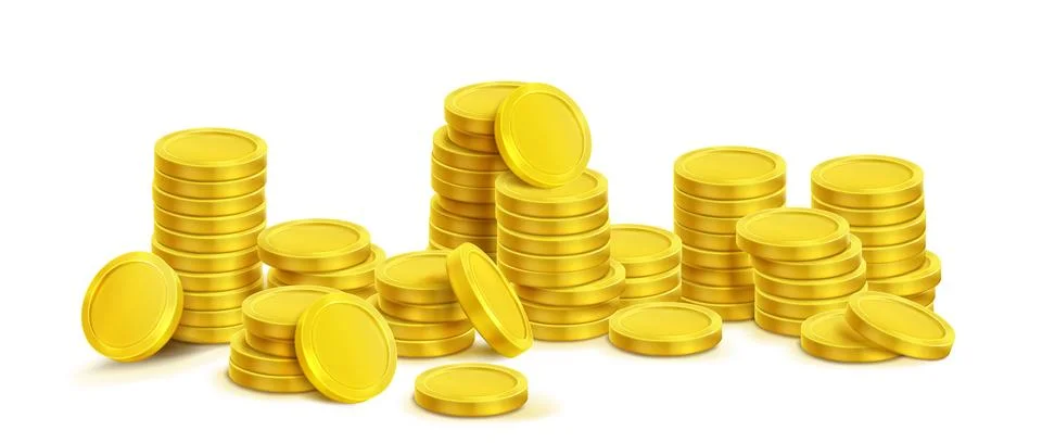 Gold coin stack with different sizes of money pile Stock Illustration