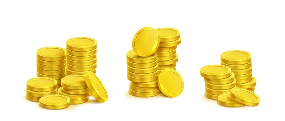 Gold coin stack with different sizes of money pile Stock Illustration