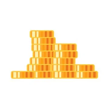 Gold coin stack flat illustration representing wealth savings イラスト素材
