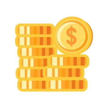 Gold coin stack flat illustration representing wealth savings イラスト素材