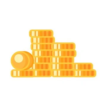 Gold coin stack flat illustration representing wealth savings イラスト素材