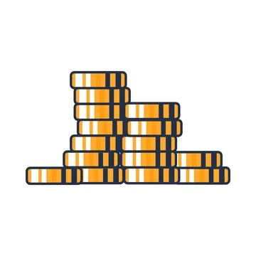 Gold coin stack flat illustration representing wealth savings Illustrazione stock