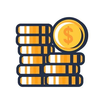 Gold coin stack flat illustration representing wealth savings Illustrazione stock