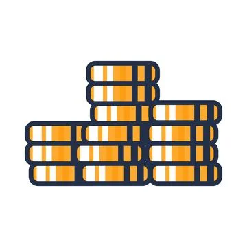Gold coin stack flat illustration representing wealth savings Illustrazione stock