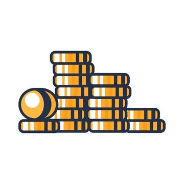 Gold coin stack flat illustration representing wealth savings Illustrazione stock