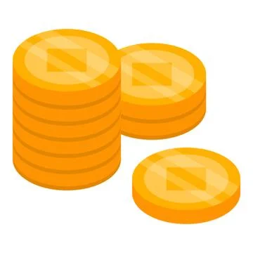 Gold coin stack icon, isometric style Stock Illustration