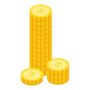 Gold coin stack icon, isometric style Stock Illustration
