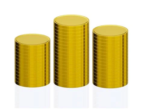 Gold coin stack isolated on white Illustrazione stock