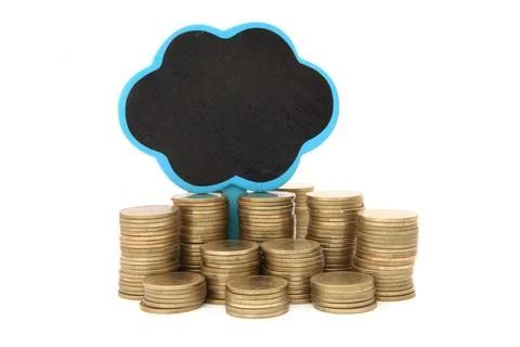 Gold coin stack isolated on white Stock Photos