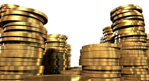 Gold coin stacks 库存插图