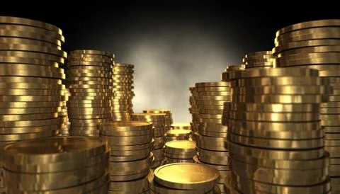 Gold coin stacks Stock Illustration