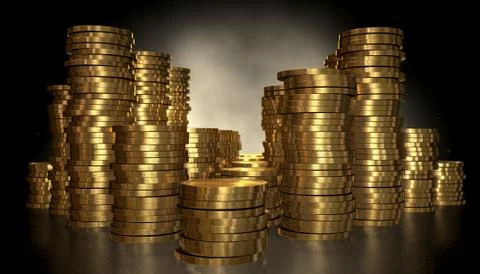 Gold coin stacks 库存插图