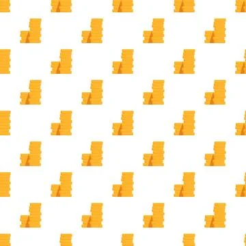 Gold coin stacks repeating on a white background Stock Illustration