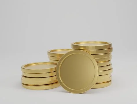 Gold coin stacks on white background. Banking and finance concept. 3D renderi Stock Photos