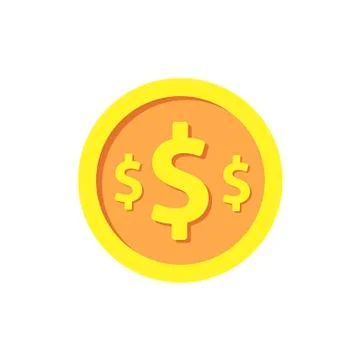 Gold coin on white background. Vector illustration in trendy flat style. EPS 10. Stock Illustration
