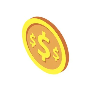 Gold coin on white background. Vector illustration in trendy Isometric style Stock Illustration