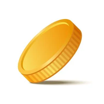 Gold Coin on White Background. Vector Stock Illustration