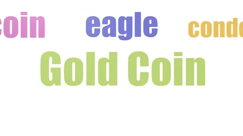 Gold Coin Word Cloud Animated Isolated On White Stock Footage 103097905