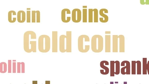 Gold Coin Word Cloud Animated Isolated On White Stock Footage 103652479