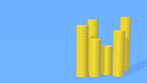 Gold coins, 3D render with space for text. Stock Illustration