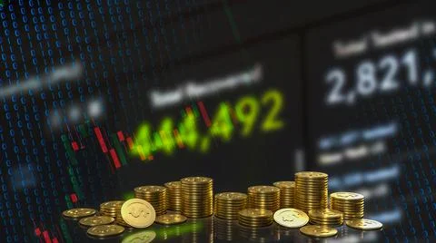 The  gold coins and chart background for business concept 3d rendering イラスト素材