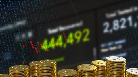 The  gold coins and chart background for business concept 3d rendering イラスト素材