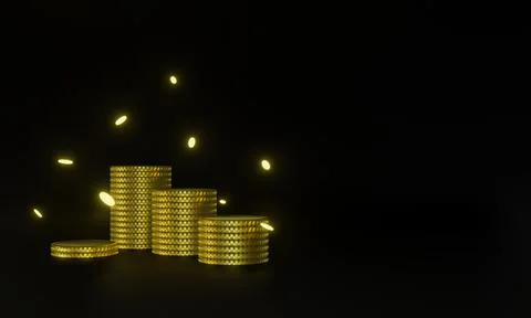 Gold coins on black background Stock Illustration