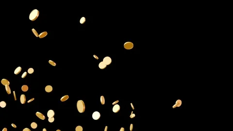 Gold coins explosion and spinning animation. Stockbeeldmateriaal 337016931