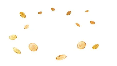 Gold coins explosion on white background Stock Illustration