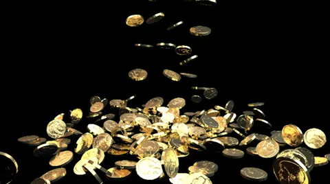 Gold coins fall. Vídeo Stock 27450346