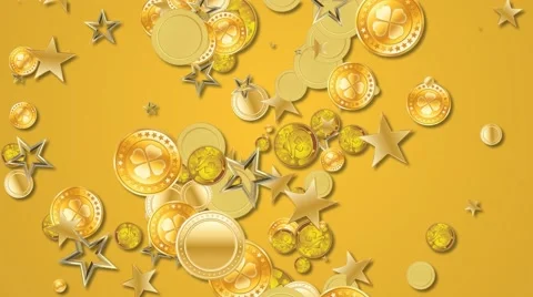 Gold coins falling abstract animated motion background Stock Footage